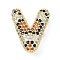 Brass Micro Pave Cubic Zirconia Pendants, Long-Lasting Plated, Rack Plating, Letter Charms, Real 18K Gold Plated, Letter V, 20.5x17x8.5mm, Hole: 5.2x3mm