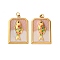 304 Stainless Steel Pendants, with Enamel and Jump Ring, Ion Plating(IP), Rectangle with Fish Charm, Real 18K Gold Plated, 28x18x3mm, Hole: 2.5mm