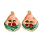 Light Gold Tone Alloy Enamel Pendants, Cherry Charms, with Rhinestone, Rack Plating, Teardrop, 24x17x4.5mm, Hole: 1.6mm