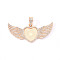Alloy Pendant Cabochon Settings, with Crystal Rhinestone, Cadmium Free & Lead Free, Heart with Wing, Light Gold, Tray: 23x25mm, 38.5x88x5mm, Hole: 16x5mm