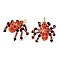 Halloween Theme Dyed Synthetic Turquoise & Glass Seed Beads Pendants, Skull Spider Charms, Orange Red, 32x32x18mm, Hole: 3x2.5mm