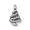 Christmas Series Brass Micro Pave Cubic Zirconia Pendants, Lead Free & Cadmium Free Charms, Christmas Tree, 23.5x13x3.5mm, Hole: 1.2mm