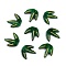 Acrylic Pendants, with Golden Metal Enlaced, Leaf, Green, 14x14x2mm, Hole: 1.4mm