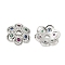 Brass Micro Pave Colorful Cubic Zirconia Bead Caps, Flower, Platinum, 8.5x8x2.5mm, Hole: 1.4mm