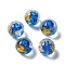 Handmade Lampwork Beads, with Gold & Silver Foil, Oval, Dodger Blue, 11.5~12x11~11.5mm, Hole: 1.8~2mm