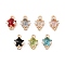 Brass Glass Pendants, Star Charms, with Brass Findings, Light Gold, 9.5x6x5.5mm, Hole: 1.2mm