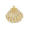 Brass Pendants, with ABS Plastic Imitation Pearl, Shell Shape, Long-Lasting Plated, Cadmium Free & Lead Free, Rack Plating, Real 18K Gold Plated, 28.5x27.5x9mm, Hole: 1.6mm