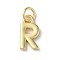 Rack Plating Brass Charms, Cadmium Free & Lead Free, Long-Lasting Plated, Real 18K Gold Plated, Letter R, 12x6.5x1.5mm, Hole: 3.2mm