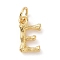 Brass Pendants, Cadmium Free & Lead Free, with Jump Ring, Golden, Letter Charms, Letter E, 12x6x2mm, Hole: 3mm