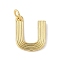 Brass Pendants, with Jump Ring, Letter Charms, Rack Plating, Long-Lasting Plated, Cadmium Free & Lead Free, Real 18K Gold Plated, Letter U, 14x12.5x1.5mm, Hole: 3.5mm