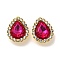 Acrylic Rhinetsone Cabochons, with ABS Plastic, Teardrop, Medium Violet Red, 19x15x6mm