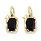 Brass Micro Pave Cubic Zirconia Charms, Cadmium Free & Nickel Free & Lead Free, with Jump Ring, Rectangle with Star, Real 18K Gold Plated, Black, 9.5x6x3mm, Hole: 3mm