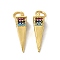 Rack Plating Brass Micro Pave Colorful Cubic Zirconia Pendants, Cone Charms, with Jump Ring, Long-Lasting Plated, Lead Free & Cadmium Free, Real 18K Gold Plated, 18x5.2x5.2mm, Hole: 3.4mm