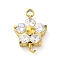 304 Stainless Steel Micro Pave Cubic Zirconia Flower Connector Charms, Golden, Clear, 13.5x9x3.5mm, Hole: 1.4mm and 1.6mm
