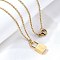 304 Stainless Steel Rolo Chain Pendant Necklaces, Padlock Necklaces for Women Men, Locks with Letter, Letter T, 17.64 inch(44.8cm)