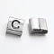 Tarnish Resistant Letter Style 201 Stainless Steel Square Slide Charms, Letter.C, 9x8x4mm, Hole: 8x3mm