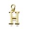 Brass Pendants, With Jump Ring, Long-Lasting Plated, Lead Free & Cadmium Free, Rack Plating, Real 18K Gold Plated, Letter H, 12x8x2mm, Hole: 3mm