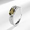 Horse Eye Brass Micro Pave Cubic Zirconia Finger Rings, Platinum, Olive, Inner Diameter: Adjustable