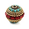 Handmade Indonesia Beads, with Brass and Resin, Round, Red, 19x17mm, Hole: 1.6mm