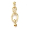 Brass Micro Pave Clear Cubic Zirconia Fold Over Clasps, Cadmium Free & Nickel Free & Lead Free, Real 18K Gold Plated, 61mm