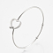 Tarnish Resistant 304 Stainless Steel Bangles, with 201 Stainless Steel Beads, Heart, Stainless Steel Color, 2-3/8 inch(6.2cm)x2-3/8 inch(6cm), 2mm