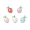 Opaque Acrylic Pendants, with Glass & Brass Beads, Fruits, Mixed Color, 24.5x15.5mm, Hole: 2mm