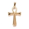 304 Stainless Steel Pendants, Ankh Cross, Golden, 44.5x25.5x2.5mm, Hole: 7.5x3.5mm