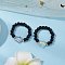 Glass Beads Stretch Rings, Star & Round, Black, Inner Diameter: 17mm, 2pcs/set