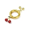 Cherry Brass Enamel Spring Gate Rings, Long-Lasting Plated, Lead Free & Cadmium Free, Rack Plating, Real 18K Gold Plated, 43mm