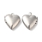 Non-Tarnish 316 Surgical Stainless Steel Locket Pendants, Heart Charm, Stainless Steel Color, 15x13x4.5mm, Hole: 1.6mm, Inner Diameter: 6x8mm