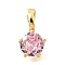 Brass Micro Pave Cubic Zirconia Charms, Cadmium Free & Nickel Free & Lead Free, Flat Round, Real 18K Gold Plated, 12.5x7x6mm, Hole: 3x3.5mm