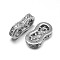 Brass Micro Pave Cubic Zirconia Spacer Bars, Lead Free & Cadmium Free & Nickel Free, Clear, Real Platinum Plated, 13x7x2.5mm, Hole: 1mm