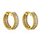 Brass Micro Pave Grade AAA Cubic Zirconia Huggie Hoop Earrings, Ring, Clear, Real 18K Gold Plated, 7.5x23.5mm