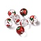 Transparent Glass Beads, Hand Drawn Beads, with Enamel, Round, Red, Strawberry Pattern, 14~15x13~13.5mm, Hole: 1.5~1.6mm