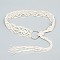 Bohemian Style Imitation Leather Cord Knitting Waist Belly Chains, with Alloy Rings, Old Lace, Golden, 1150mm