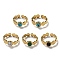 Ion Plating(IP) 304 Stainless Steel with Synthetic Gemstone Ring, Round, Real 18K Gold Plated, Adjustable