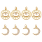 8Pcs 2 Style Rack Plating Brass Micro Pave Cubic Zirconia Pendants, Moon & Eye Charms, Long-Lasting Plated, Cadmium Free & Lead Free, with Jump Ring, Real 18K Gold Plated, 16~20.5x12.5~17.5x2mm, Hole: 3mm, 4pcs/style