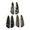 Natural Pyrite Pendants, Wing Charms, 37.5~39x10~10.5x3.5~4mm, Hole: 0.9~1mm