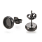 304 Stainless Steel Stud Earring Settings, with Ear Nuts, Flat Round, Electrophoresis Black, 8.5mm, Pin: 0.8mm, Tray: 6mm