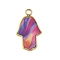 304 Stainless Steel Enamel Pendants, Hamsa Hand Charm, Golden, 17.5x10.5x2mm, Hole: 1.6mm