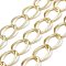 Oxidation Aluminum Grooved Curb Chains, Unwelded, with Spool, Golden, 24x18x1.5mm, about 49.21 Feet(15m)/Roll