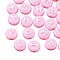 Plating Opaque Acrylic Beads, Metal Enlaced, Flat Round with Letter, Pearl Pink, 10x6mm, Hole: 1.8mm, about 632pcs/200g