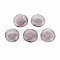 Transparent Handmade Blown Glass Globe Beads, Stripe Pattern, Flat Round, Saddle Brown, 16~17.5x8~9.5mm, Hole: 1~2mm