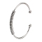 Tarnish Resistant 304 Stainless Steel Cuff Bangles for Women, with 201 Stainless Steel Beads, Spring Pattern, Stainless Steel Color, 0.25~0.55cm, Inner Diameter: 2-3/8 inch(6cm)