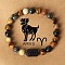 Twelve Constellations Natural Tiger Eye & Picture Jasper & Rhyolite Jasper Round & Column Beaded Stretch Bracelets for Women Men, with Gift Card, Aries, 2-3/8 inch(6cm)