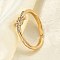 Brass Micro Pave Clear Cubic Zirconia Cuff Rings for Women, Cadmium Free & Nickel Free & Lead Free, Slash, Real 18K Gold Plated, 6.5mm