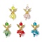 Electroplate Transparent Glass Pendants, Angel, with Alloy Wing, Faceted, Antique Golden, 43x22x17.5mm, Hole: 2mm