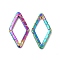 Ion Plating(IP) 304 Stainless Steel Linking Ring, Textured, Rhombus, Rainbow Color, 24x13x1.5mm, Inner Diameter: 17x8.5mm