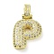 Brass Micro Pave Clear Cubic Zirconia Pendants, Cadmium Free & Nickel Free & Lead Free, Real 18K Gold Plated, Letter P, 28mm, Hole: 4.8x3.5mm, Pendant: 22x16.5x5mm