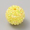 Chunky Resin Rhinestone Bubblegum Ball Beads, Round, Yellow, 19.5~20x18mm, Hole: 2.5mm